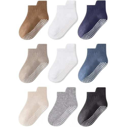 Baby Non Slip Ankle Socks with Grippers for 0 Months-10 Years Old Walking Socks
