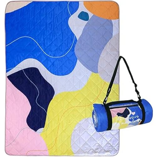 Exclusivo Mezcla Waterproof Picnic Blanket 60x80 Inches Large Multicolor Floral Polyester Sandproof Modern Camping Blanket