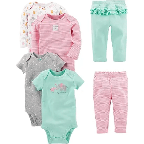 Simple Joys by Carter's baby-girls 6-piece Bodysuits (Short and Long Sleeve) and Pants Set