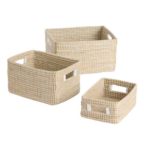 Adira White and Natural Seagrass Utility Basket - World Market