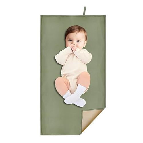 Sage Green Diaper Changing Pad for Baby, Portable Baby Changing Mat for Travel or Home, Foldable Mat Fits Perfectly in Diaper Bag (67-03)