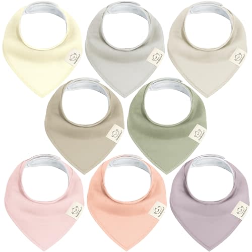 8-Pack Organic Baby Bandana Bibs for Girls - Super Absorbent Triangle Baby Bibs for Drooling and Teething Infant, 100% Cotton Extra Soft for Newborn, Infant 0-36 Months (Embrace)