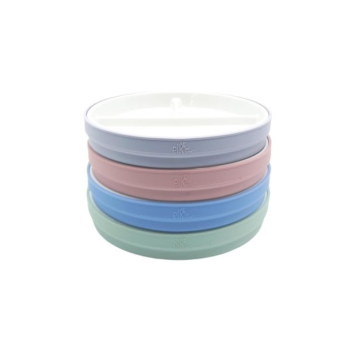 Elk and Friends Kids 6.7” Porcelain Divided Plates with Silicone Sleeves | Suitable for Babies/Kids/Toddlers | Microwave & Dishwasher Safe | Non Slip | Snack Dishes