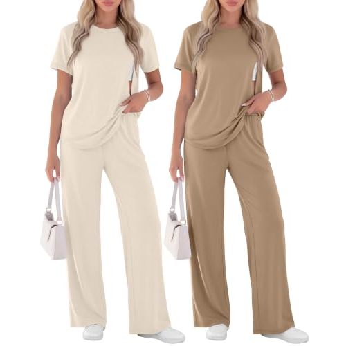 Ficerd 2 Pack Maternity Nursing Pajama Breastfeeding Sets Pjs | Postpartum Hospital Outfit, Short Sleeve Pjs, Hidden Zipper Nursing Outfits, Pregnancy Lounge Sets, 2 Piece Comfy Pajamas