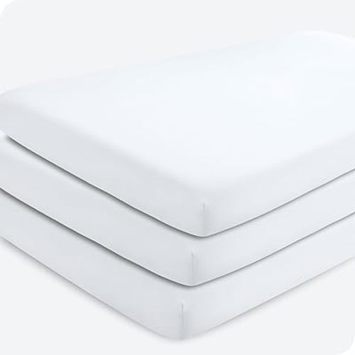 Bare Home 3-Pack Fitted Crib Sheet - Premium 1800 Ultra-Soft Microfiber - Breathable - Baby Sheet - for Boys & Girls - Fits Standard Crib and Toddler Mattresses (Crib, White)