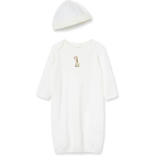 Little Me Clothes Baby Gender Neutral 2-Pc Nightgown and Cap Set 100% Cotton with Elastic Bottom, Baby Essentials,0-3 Months