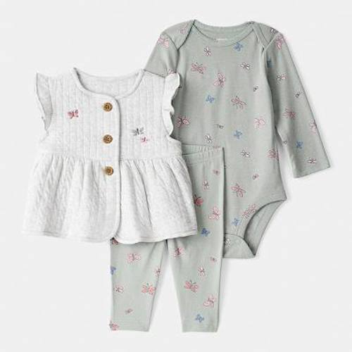Baby Girl Carter's 3-pc. Butterfly Vest, Bodysuit & Legging Set
