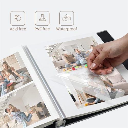 Vienrose Photo Album Self Adhesive 4x6 5x7 3x5 8x10 10x12 Scrapbook Album DIY Scrap Book with A Metallic Pen (13"x12.6" 60 Pages, Beige)