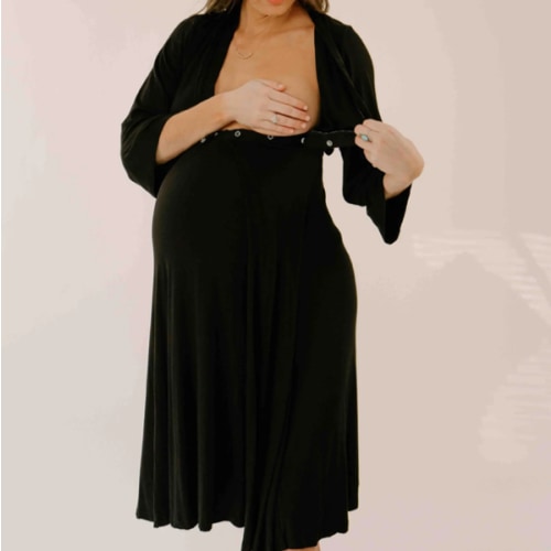 Lila Labor & Postpartum Gown in Black