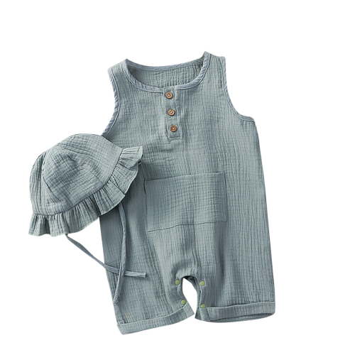 Generic Newborn Baby Girls Clothes One Pice Romper Summer Sleeveless Jumpsuit with Hat Sets Cute Infant Outfits for 0-18M