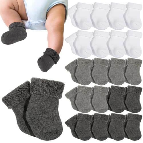 Janmercy 20 Pair Preemie Socks Baby Boy Girls Newborn Premature Terry Cotton Socks for Unisex Baby