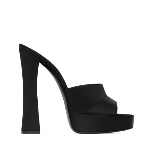 Saint Laurent Satin Boogie Platform Mules 110