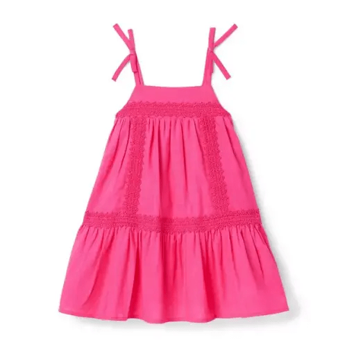 Girl Miami Pink Lace Trim Ruffle Hem Dress by Janie and Jack