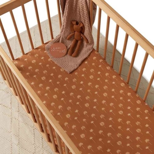 Snuggle Hunny Bronze Palm Organic Fitted Cot Sheet