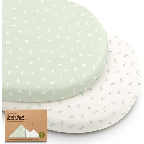 2-pk Organic Baby Bassinet Sheets Boys, Girls, Bassinet Fitted Sheet (Herb)