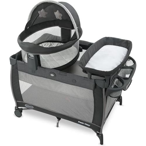 Graco® Pack n Play Dome LX Playard with Baby Bassinet Lightweight Portable Crib Push-Button Fold Travel Crib Redmond Convertible