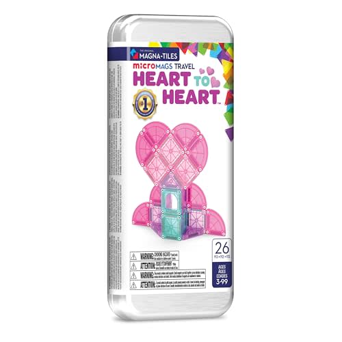 MAGNA-TILES microMAGS 26-Piece Heart to Heart Travel Set, The Original Magnetic Building Brand
