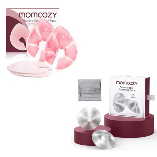 Momcozy Larger Breast Therapy Packs, Hot and Cold Breast Pads，999 Silver Nursing Cups Original Perforated Breathable Design