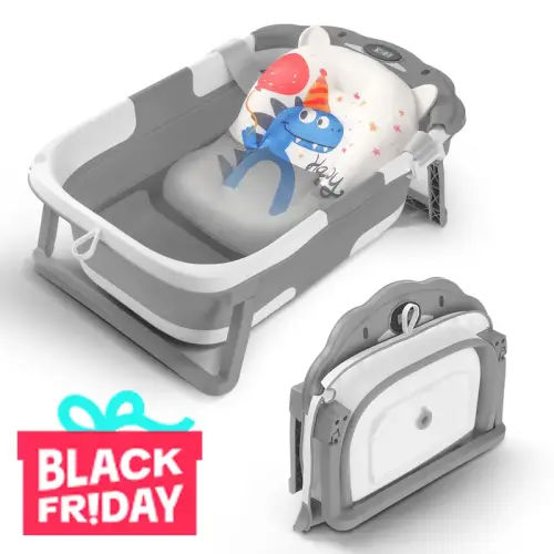 Baby Bathtub,Collapsible Baby Bath Tub with Thermometer & Soft - TikTok Shop