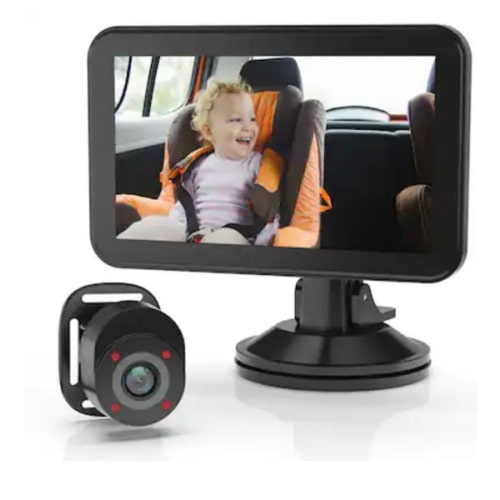 Rexing - BC500 In-Car Baby Cam with Monitor – HD 1080p & Infrared Night Vision - Black