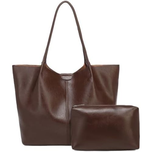 Tote Bag For Women Large Capacity Soft Leather Purse With Interior Pouch Multi-Use For Daily Commute Work Travel