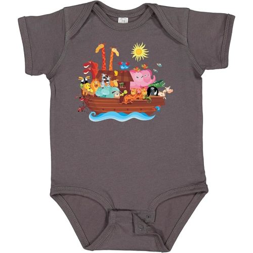 inktastic Animal Ark Bible Story Christian Baby Bodysuit - Newborn - Charcoal Grey