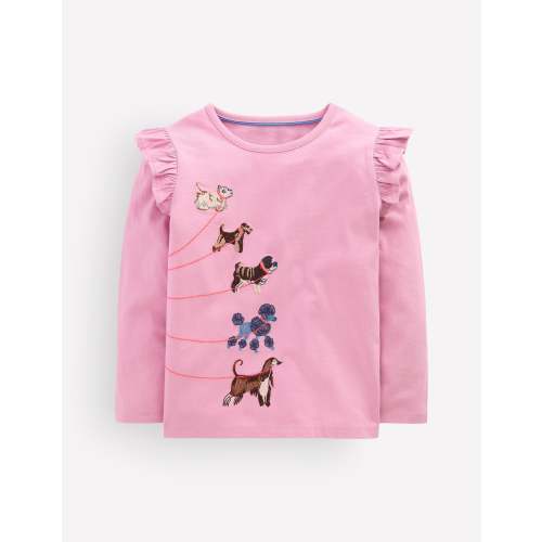 Long Sleeve Superstitch Tee-Soft Lavender Dogs
