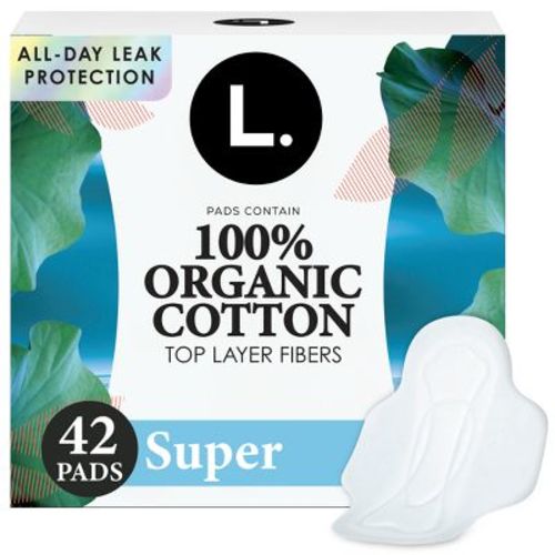 L. Organic Cotton Top Layer Ultra Thin Pads - Super Absorbency - 42ct