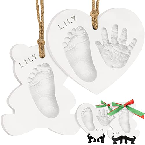 Baby Hand and Footprint Kit, Personalized Baby Christmas Ornament (with Love) | Baby First Christmas Gift, Newborn Footprint Ornament Keepsake, Easy DIY Dog Paw Print Kit, Boys, Girls Imprint, New Mom Gift