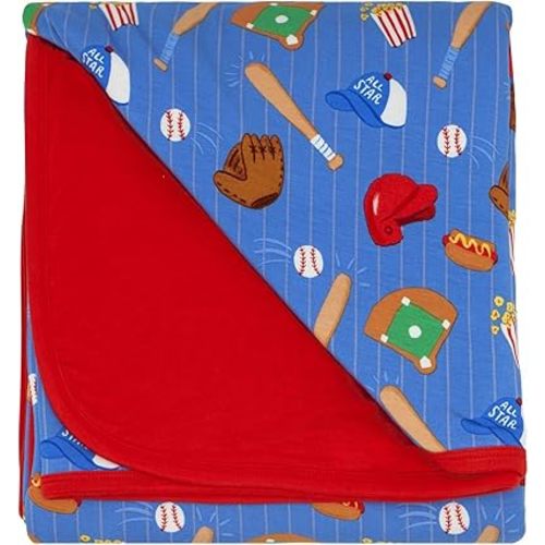 Little Sleepies Cloud Blanket, Soft Viscose from Bamboo Toddler & Baby Blanket for Boys & Girls, Lightweight, Perfect for Hot Sleepers, 50" x 50", Large (Blue All Stars)