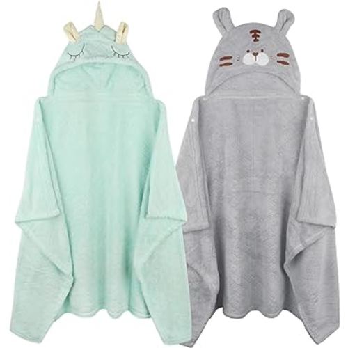 Toddler Bath Towel Hooded Kids Towel Bath Baby Towels with Hood for Boy Girl 0-5 Years, 2-Pack Soft Absorbent Baby Bath Towels Toddler Towels, Large Thick 50''x32'' Kids Hooded Towel for Toddlers