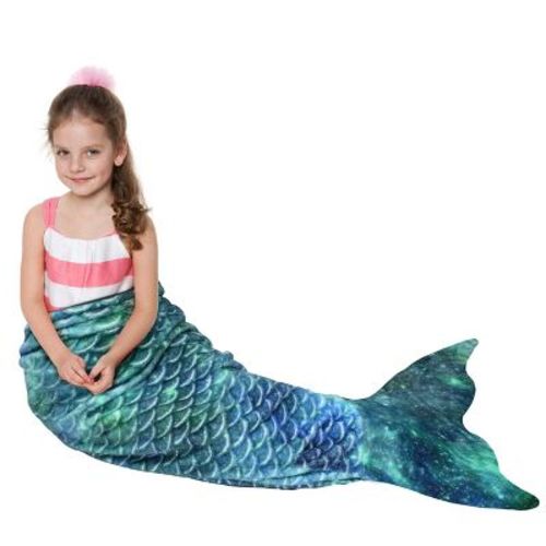 Catalonia Kid Flannel Blanket Mermaid Tail, Super Soft Plush Sleeping Bag Snuggle Blanket for Girl, Cozy Gift for Kid, Girl, Daughter, Granddaughter
