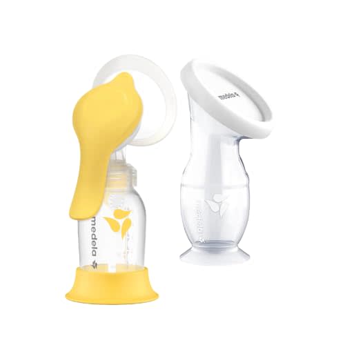 Medela Harmony Manual Breast Pump & Silicone Milk Collector Set, On-the-Go | Saves Every Drop, Lightweight, Soft Comfort, 2-Phase Expression, 5 oz Bottle, Breastmilk Silicone Collector, BPA-Free
