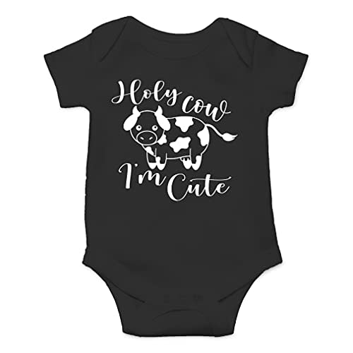AW Fashions Holy Cow I'm Cute Bodysuit Funny Baby Announcement Girl Clothes Cute Newborn Boy Outfits