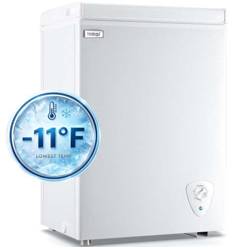 3.5 Cubic Chest Deep Freezer, with Removable Storage Basket, 7 Gears Temperature Control, Energy Saving, for Office Dorm or Apartment