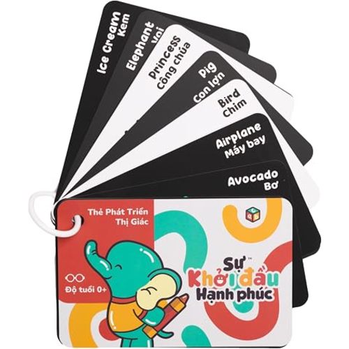 Happy Start Award-Winning High Contrast Baby Cards (English + Vietnamese)