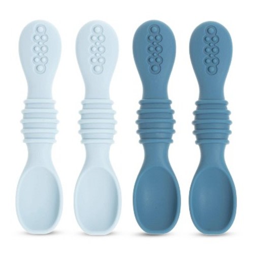 Silicone Baby Spoons for Baby Led Weaning 4-Pack, First Stage Baby Feeding Spoon Set Gum Friendly BPA Lead Phthalate and Plastic Free