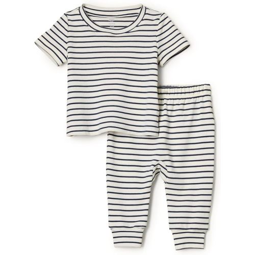 Amazon Essentials x Sofia Grainge Unisex Toddlers and Babies' Cotton Knit Short Sleeve Shirt & Pants Set