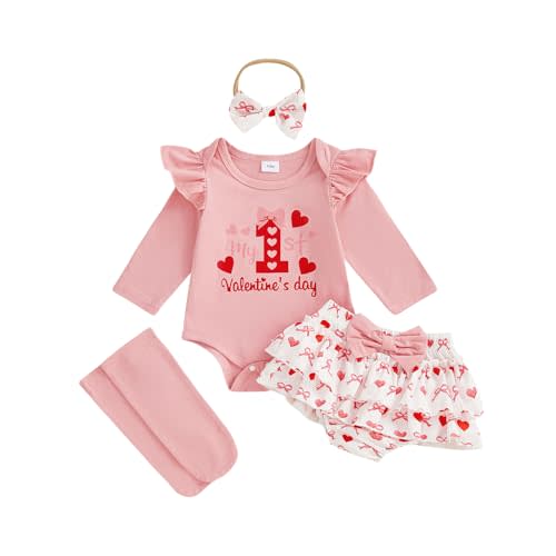 MoZiKQin My First Thanksgiving Baby Girl Outfit Turkey Romper Ruffle Layered Shorts Headband Socks Cute Fall Clothes