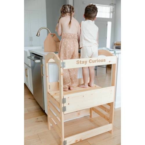 Twin Toddler Tower Foldable, Double Kitchen Help Tower, Learning Folding Tower, Montessori Twin Tower, Tower Two Kids, Gift For Two Year Old