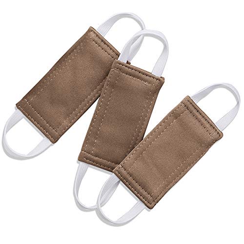 PONY DANCE Baby Door Latch Cover Closer, 3 Pieces, 4W x 2L Inches | Nursery Door Silencer with Strong Elastic Straps, Thick Solid Cushion for Noise Reduction, Prevents Slamming, Mocha