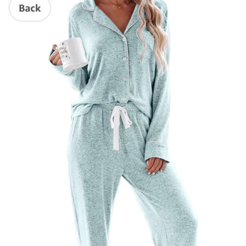 Aamikast Women's Pajama Sets Long Sleeve Button Down Sleepwear Nightwear Soft Pjs Lounge Sets