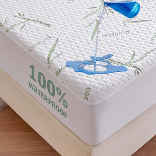 Queen Waterproof Mattress Protector,Rayon Made from Bamboo Mattress Pad Cover, Soft Breathable Cooling Mattress Pad Cover, Mattress Protector up to 21in Deep Pocket Tightly Fitted Mattress Protection