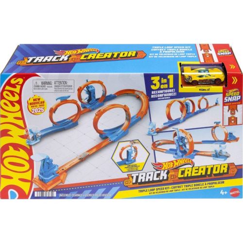 Hot Wheels Toy Vehicle Track Creator Triple Loop Kit - 24pk
