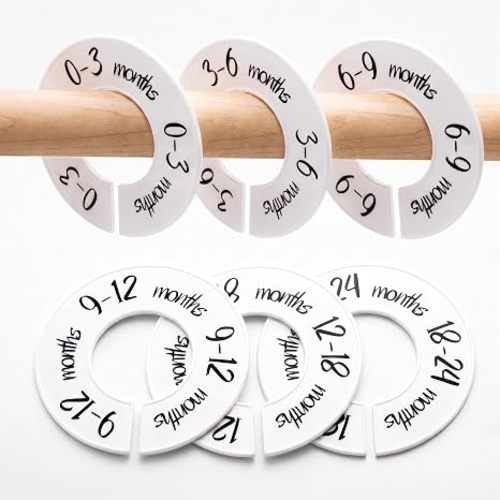 Pro Goleem Baby Closet Dividers Unisex Baby Closet Organizer for Nursery Baby Clothes Size Age Dividers Fits 1.5" Rod 6 PCS