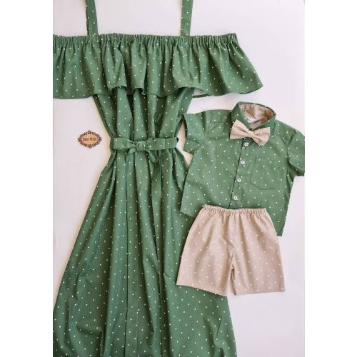 Matching Mom and Son Outfit: Polka Dot Dress and Shirt Set Mothers Day Gift As mommy as Me