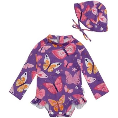 babygoal Baby Girls Long Sleeve One Piece Rash Guard Swimsuit with Zipper, UPF 50+ Sun Protection