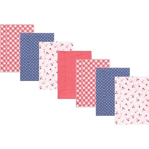 Hudson Baby Unisex Baby Flannel Burp Cloth 7pk, Cherry Sweet, One Size