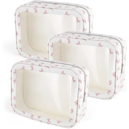 YOPCDJ 3PCS Diaper Bag Organizer Pouch Set, TSA Approved Toiletry Bag, Clear Waterproof Makeup Bag Set, Purse Organizer Pouches, Travel Organizer Bags for Women and Kids