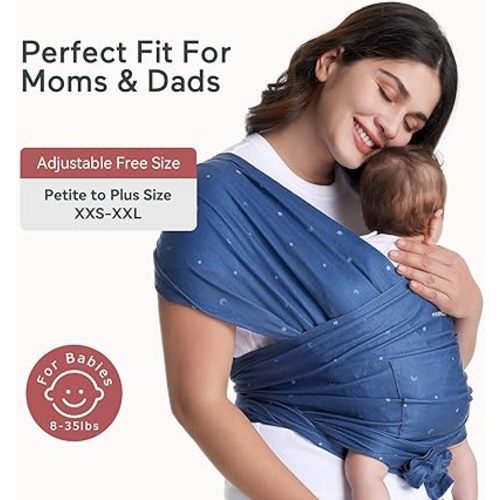 Momcozy Baby Wrap Carrier, Ergonomic Infant Slings for Newborn to Toddler 8-35 lbs, Adjustable Baby Wrap for Adult Fits Sizes XXS-XXL, Easy to Wear Baby Carriers, Starry Sky